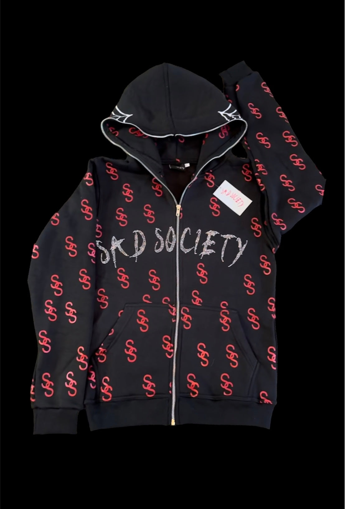 "Black & Red" SS rhinestone full zip