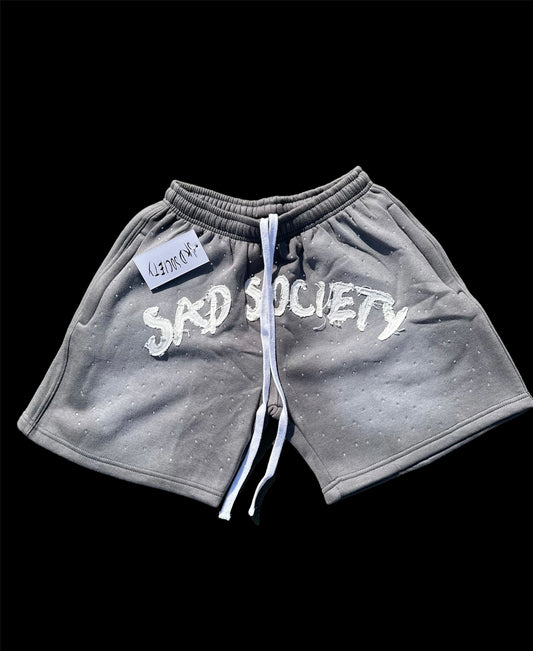 “GREY SS RHINESTONE SHORTS”