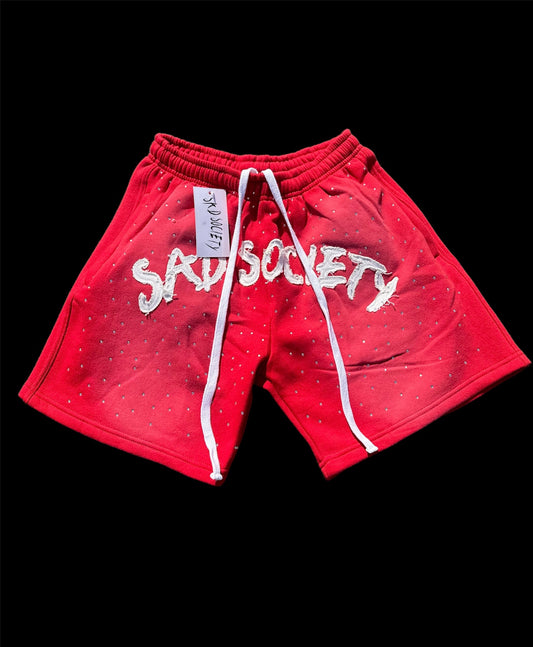 “RED SS RHINESTONE SHORTS”