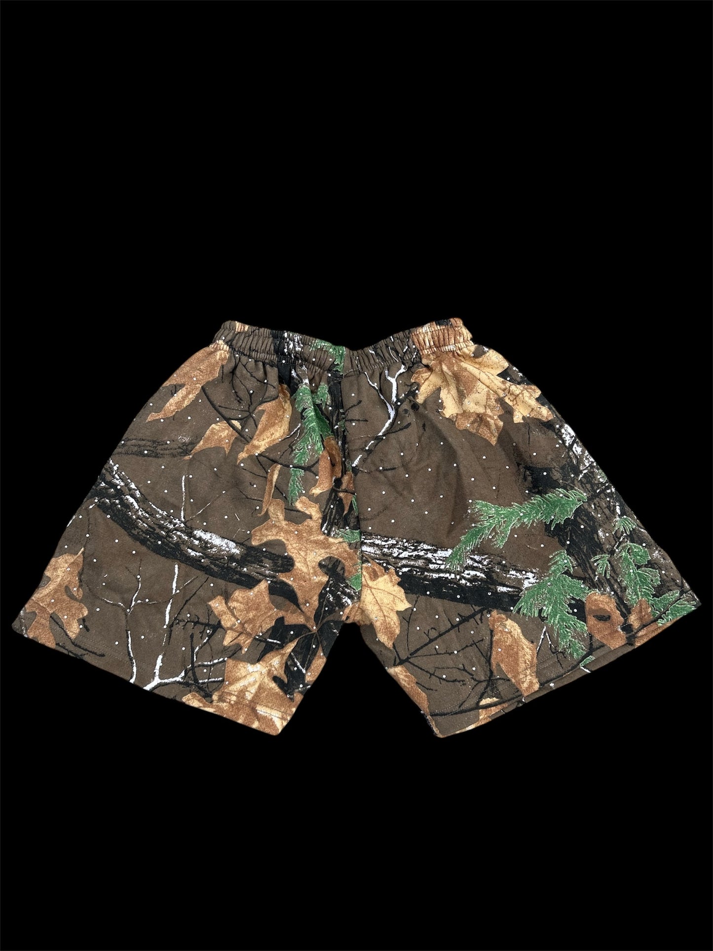 “CAMO SS RHINESTONE SHORTS”